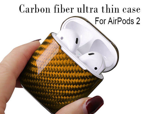 Caso brillante impermeable de Airpods 2 de la fibra de carbono del final