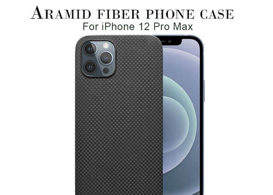 Caja negra del carbono de la caja de la fibra de Aramid del iPhone 12 de la armadura llana de la protección completa