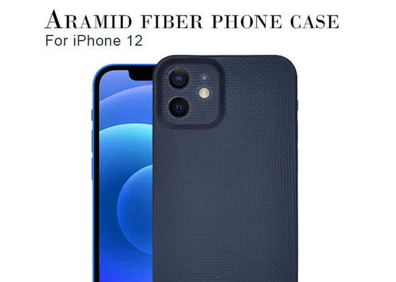 Caja azul de la fibra de carbono de Aramid de la textura de la armadura llana para el iPhone 12