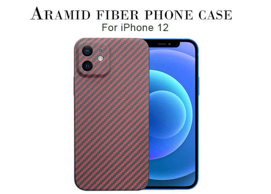 Caja del teléfono de la fibra de Aramid del carbono de  del color rojo para el iPhone 12