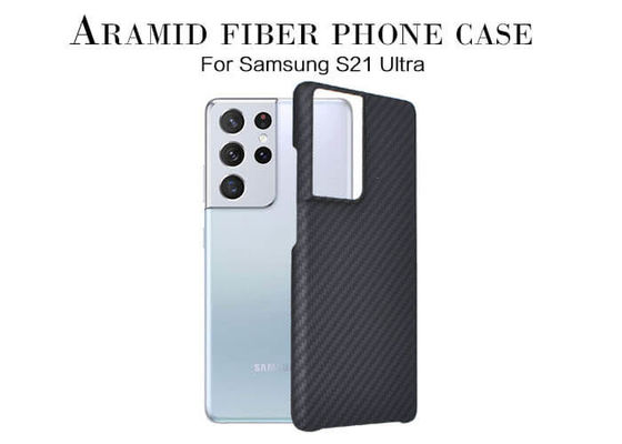 Caja ligera de la fibra de carbono del color del negro del caso de Samsung S21 ultra Aramid