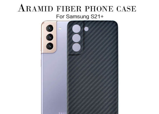 Caja del teléfono de Aramid del diseño de la tela cruzada para Samsung S21 más caja de la fibra de carbono