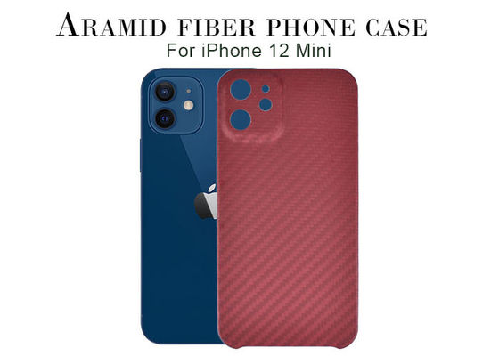 Caso de Mini Red Color Aramid Fiber del iPhone 12 de la caja del teléfono de la fibra de carbono